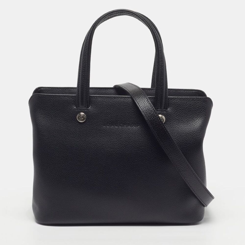 Longchamp Le Foulonne Black Leather Satchel